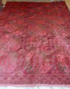 A large late 20th Century Shiraz Carpet, single gull border and central pattern of geometric design,