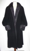 1940s Ladies Black Wool and Taffeta long cape style Swing Coat from Seigal, Gothic styled with