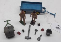 Dinky Toys, Die Cast Roller; Small Trailer and various Figures and Accessories