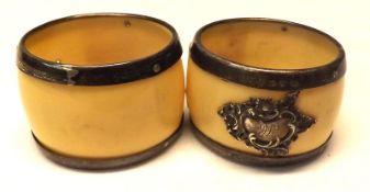 A pair of late Victorian Composition and Silver mounted Napkin Rings, Birmingham 1898 (2)