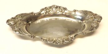 A small lobed Dish with floral embossed detail, Chester 1900, Maker’s Mark WA, weight approx 2 oz