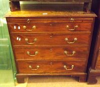 A Georgian Mahogany Four Drawer Chest with brushing slide, fitted with brass swan neck handles,