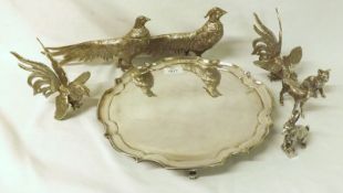 A Mixed Lot: an EPNS four-footed small Salver; together with a selection of six Silver Plated