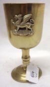 A Heavy Gauge Brass Goblet, bearing crest The Buffs to front, 6 ½” high