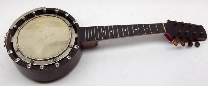 An early 20th Century 8-string Banjo with Case