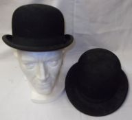 A mid-20th Century Gents Black Felt Bowler Hat of British manufacture, finished with real calf