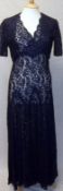 A 1930s Full Length Royal Blue Lace Cocktail Dress, with matching bolero jacket