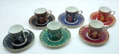 A set of six Wedgwood Musical Muses pattern Coffee Cans and Saucers