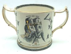 A 19th Century Staffordshire double-handled Mug, decorated with The Two Allies to one side and a