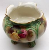 A 20th Century Royal Worcester small Jardinière of squat form, decorated with panels of roses with