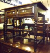 A 17th Century and later Oak Single Drawer Side Table, raised on bobbin-turned supports and H-