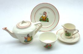 A Wade Heath Dolls Tea Service, decorated with the Snow White and Seven Dwarfs, comprising Teapot,