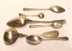 A Mixed Lot: a Georgian Fiddle pattern Tablespoon, London 1817; a William IV Fiddle pattern Sauce