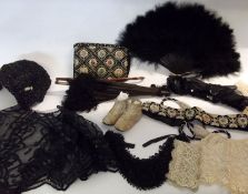 A box containing a small quantity of assorted Victorian and later accessories to include: a Black