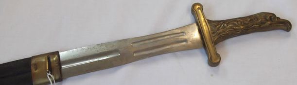 Reproduction French Pioneer Side Arm, 19” blade, broad straight crosspiece, eagle’s head hilt, metal
