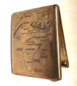 An Eastern white metal Cigarette Case, the front decorated with a map of India, weight approx 5 oz