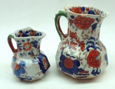 A 19th Century Masons Octagonal Jug, decorated with floral design in reds and blues, 5” high;