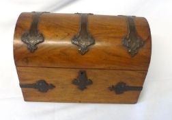 A Victorian Walnut or Fruitwood Domed Top Writing Compendium, letter rack, pen tray and travelling