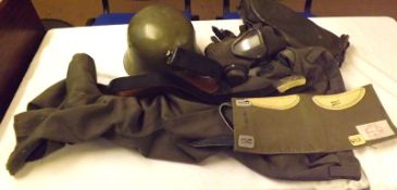 Third Reich Belt and Buckle + Helmet, Respirator etc