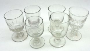 A group of six assorted 19th Century Clear Glass Rummers, of typical form, largest piece 5 ½” high