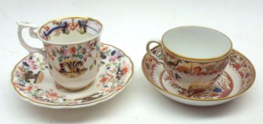 Two 19th Century Spode Cups and Saucers decorated with floral and gilt design