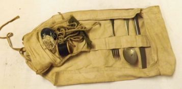 Cutlery Set and Sewing Kit in original canvas roll