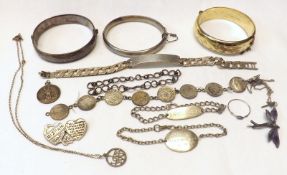A Silver Gilt Bangle, various other Silver and white metal jewellery