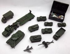 A box containing a small quantity of mostly Dinky Army Vehicles, all in playworn condition