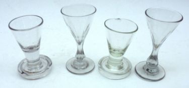 Two pairs of 19th Century Clear Liqueur Glasses, the largest 4 ½” high