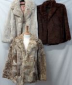 Three Cony Fur Ladies Short Jackets, in white, mid-brown and cream/brown mix (3)