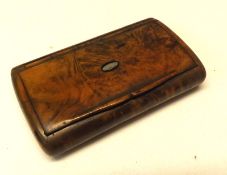 A 19th Century Wooden Rectangular Snuff Box, with hinged lid, the interior finished in tortoise-