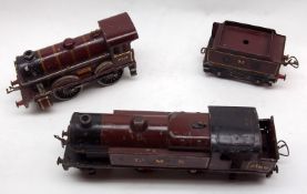Two Hornby O Gauge Tinplate LMS Locomotives, one with Tender (A/F)