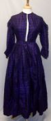 A Victorian Violet and Black Plaid Silk Day Dress (A/F)