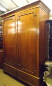 A 19th Century Mahogany Two-Door Wardrobe, the two large panelled doors open to reveal an interior