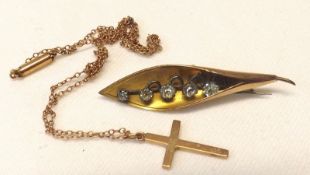 A yellow metal Crucifix Pendant and chain, marked 9ct; together with a further similarly marked
