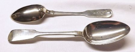 A pair of William IV Dessert Spoons, Fiddle pattern, London 1830 by the Lias’s, weighing