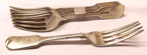 A set of six George IV Fiddle pattern Table Forks, London 1834, Maker’s Mark JH, approx 17 ½ oz