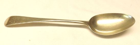 An 18th Century Old English pattern Tablespoon, with heavily worn bottom struck marks, approx 1 ½