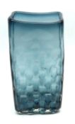 A rectangular Textured Whitefriars Glass Vase, designed by Geoffrey Baxter, willow colourway, 11”