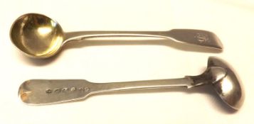 A George IV Fiddle pattern Salt Spoon, London 1822; together with a further similar smaller example