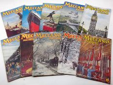 Ten Meccano Magazines, to include Volume 12 December 1945, December 1946, December 1947 and seven