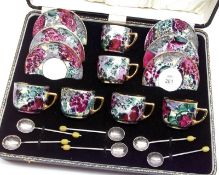 A 20th Century Boxed Czechoslovakian Tea Service, decorated with an abstract marbled design and cups