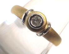 A 9ct Gold hallmarked burnished solitaire Diamond Ring (marks indistinct)