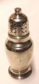 A George VI Silver Sugar Caster, pierced removable lid to a baluster body on a round spreading foot,