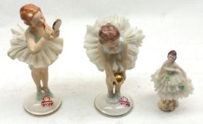 Three modern German Models of Ballerinas, largest piece 4 ½” high