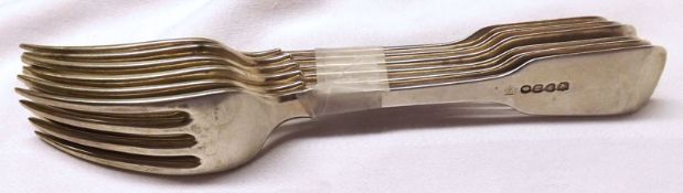A set of six William IV Fiddle pattern Table Forks, London, approx 14 oz