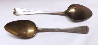 A pair of George III Old English pattern, small Dessert Spoons, London 1802, Maker possibly John