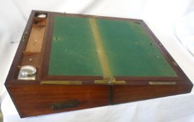 A 19th Century Mahogany Brass Bound Writing Box, with scrolled brass nameplate and escutcheon,