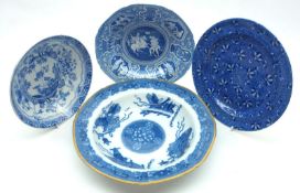 A Mixed Lot: a 19th Century Spode 9” Bowl, decorated with Oriental blue and white design; together