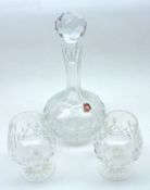 A 20th Century Webb Crystal Onion-shaped Decanter with cut detail; together with a set of six